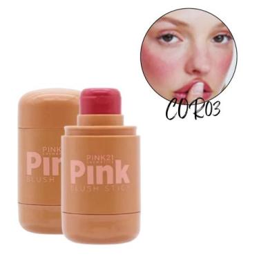 Imagem de Blush Stick Cremoso Pink 21 Alta Pigmentação Multifuncional, COR 3