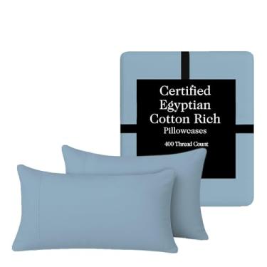 Imagem de TLC NY Conjunto de fronhas de cetim de algodão egípcio - luxuosas 400 fios, fronhas de cetim respiráveis e amigáveis à pele - mais macias após cada lavagem - Certificado Oeko-TEX - fronhas de cetim