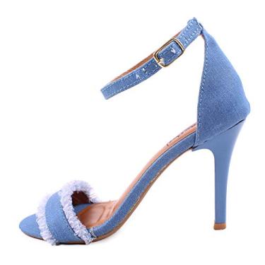 Imagem de Sandália Dravanna Salto Alto Fino Jeans Tamanho:40;Gênero:Feminino;Cor:Azul