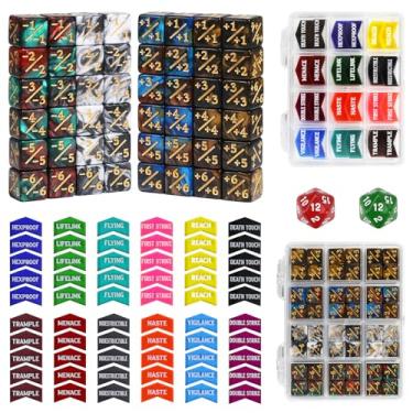 Imagem de FourDragons 110 Pieces MTG Keyword Tokens 12mm Counters Dice for Magic The Gatering, MTG Abilities Keyword Buff Tokens D6 D20 Life Counter Dice for TCG CCG Magic Card Games Accessories