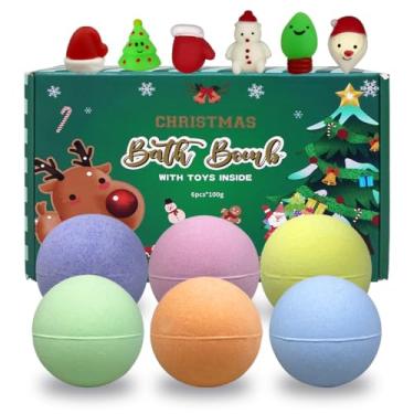 Imagem de Jofan Pacote com 6 bombas de banho de Natal com brinquedos macios de Natal para crianças, meninas, meninos, mulheres, presentes de Natal