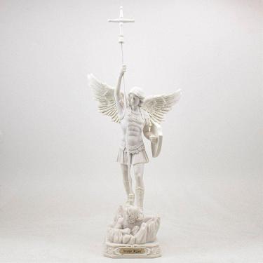 Imagem de Imagem São Miguel Arcanjo Importado Resina Branco 31 cm