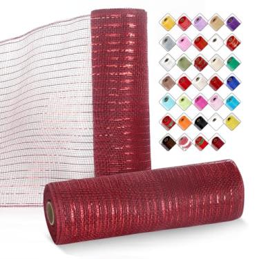 Imagem de ICOSHOW 2 rolos de fita de malha para guirlandas de 25,4 cm x 7,6 m, rolos de malha com folha metálica para Páscoa, Natal, festa, casamento, decoração de casa, projetos de artesanato e embrulho de