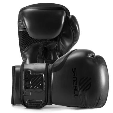 Imagem de Sanabul Luvas de boxe de gel essenciais para homens e mulheres, Kickboxing MMA, luvas de Muay Thai e bolsas pesadas para treinamento e puncionamento, AllBlack 300 ml