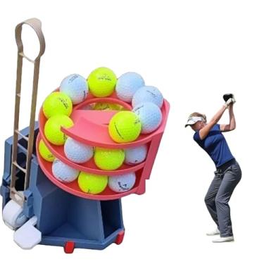 Imagem de Dispensador automático de bola de golfe com pedal | Lançador de golfe Pro com capacidade de 25 bolas | Auxiliar portátil para treinamento interno/externo | Dispositivo alimentador de golfe de fácil