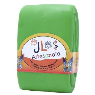 Imagem de kit 02 Massas de Biscuit JL Artesanato Colorida ou Branca 90g, Verde