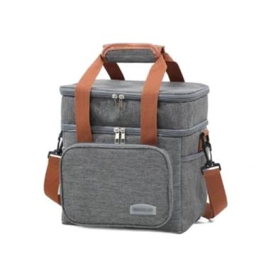 Imagem de Bolsa Térmica 2 Compartimentos 4L Isolamento Térmico Alimentos Bebidas (Cinza)