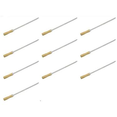 Imagem de Kit 10 mini espeto churrasco coraçao inox 39 cm churrasquinho matrinox