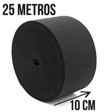 Imagem de Elastico Preto Reforçado Largo 10cm Com 25 Metros de Comprimento  - AR