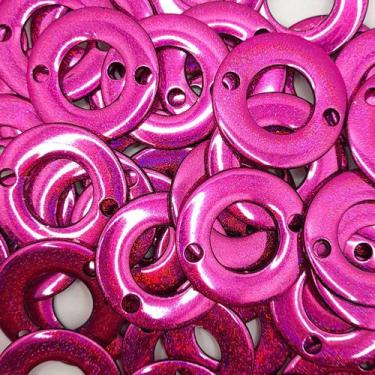 Imagem de Argola Plástico Rosa com Glíter 34mm 20pçs 40g - Macall