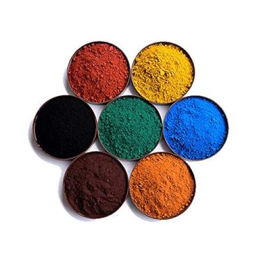 Imagem de Pacote com 7 unidades de óxido de ferro, pigmento cosmético, óxido de ferro preto, óxido de ferro amarelo, óxido de ferro vermelho, óxido de ferro azul, óxido de ferro verde, óxido de ferro laranja e