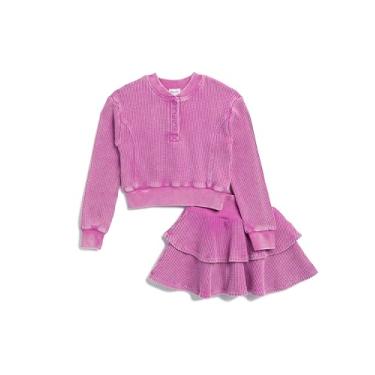 Imagem de Splendid Conjunto de blusa e saia com babados de manga comprida Playful Perry para meninas, Viola vívida, 4