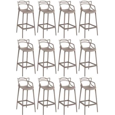 Imagem de Kit 12 Banquetas Allegra Com Encosto Design Cozinha/bancada - Fendi