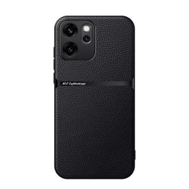 Imagem de Kepuch Capa para Oppo Reno 14 F (Intl) - Litchi Grano Case Placa de Metal Embutida - Preto