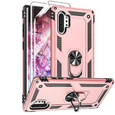 Imagem de Androgate Capa para Samsung Galaxy Note 10 Plus, capa Note10+ com protetores de tela HD, suporte de anel de metal de nível militar com suporte de suporte testado contra quedas à prova de choque para