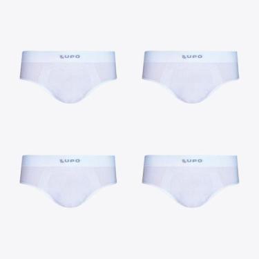 Imagem de Kit 4 Cuecas Slip Micromodal S.Costura LUPO 00681, Branco, M