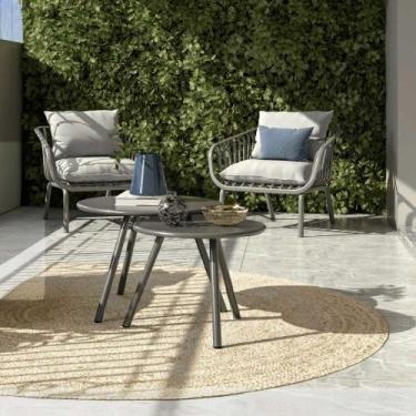 Imagem de Mesa Centro Redonda Moderna Área Externa 60cm x 44,5cm Aço - Fratini S