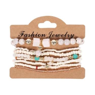Imagem de Conjunto De Pulseiras Boho Femininas Com Contas De Madeira, Pingente Á