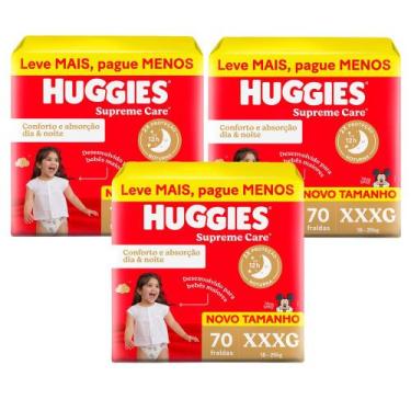 Imagem de Kit 3 Fralda Huggies Supreme Care Tamanho XXXG 70 Unidades Descartávei