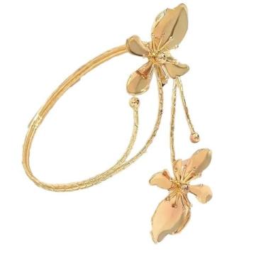 Imagem de A-yeite Joia de braço feminina delicada ajustável boho flor braço braçadeira braçadeira floral acessório declaração aniversário feriado presente, One Size, Metal, Sem Pedra Preciosa