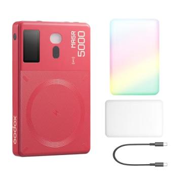 Imagem de Godox MA5R RBG Luz LED de carregamento magnético colorido mini na câmera, iluminação de preenchimento de selfie, temperatura de cor 1800K-10000K, suporta NFC e Bluetooth (vermelho)
