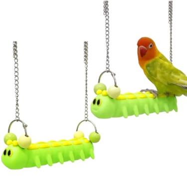 Imagem de Brinquedo de pendurar para gaiola de pássaros, brinquedos giríssimos em forma de lagarta para papagaios, plataforma divertida, poleiro para periquitas, conure, calopsita, decoração de gaiola (2, A)