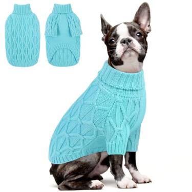 Imagem de Queenmore Suéter de cachorro grande, suéteres para cães grandes machos e fêmeas, suéter de malha de outono de Ação de Graças para cães, suéter grosso de gola rolê, roupas de malha para animais de