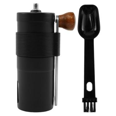 Imagem de Moedor de café manual, moedor portátil para acampamento, moedor de café manual de aço inoxidável com manivela, mini moedor manual de cerâmica para grãos de café com escova de limpeza (preto)