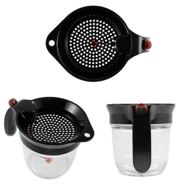 Imagem de KHZSPP Separador de gordura com liberação inferior com filtro de óleo de 1000 ml/4 xícaras com tampa de filtro de plástico, copo medidor de separador de molho para molhos de molho e outros líquidos