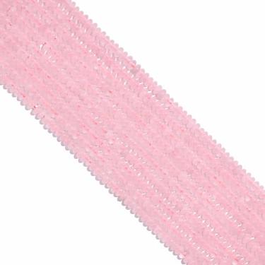 Imagem de 2 contas Rondelle naturais de quartzo rosa de 4 mm, espaçador de pedra de disco de ábaco contas semipreciosas soltas para colar de pulseira, fabricação de joias