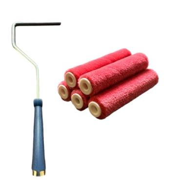 Imagem de Mini rolo de pintura Mohair premium de 10 cm, conjunto de 6 peças, moldura de rolo mini de 10 cm + pacote com 5, sem fiapos e resistente a quedas para acabamentos lisos – Ideal para armários