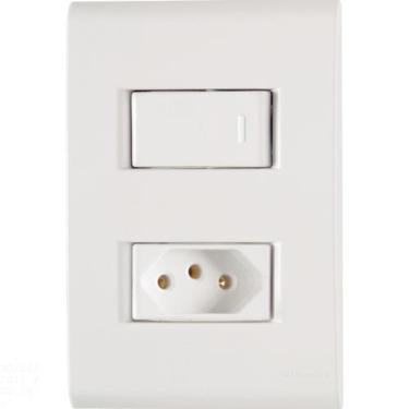 Imagem de Conjunto 4X2 - 1 INTERRUPTOR SIMPLES + 1 TOMADA 2P + T 20A 250V~ - Tra