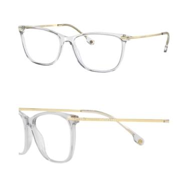 Imagem de Versace VE3274B Armação de óculos em forma de almofada com kit de óculos de luxo eSHADES, Cinza transparente (54 mm), 54 mm