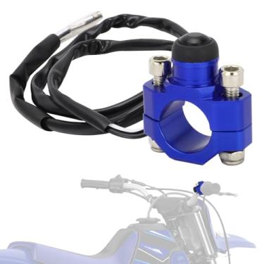 Imagem de IUVWISN Interruptor de parada de motor de motocicleta, botão de partida universal CNC azul - com placa traseira de montagem|para Dirt Pit Mini Bike ATV MX Motocross Scooter Quad|Operação estável |