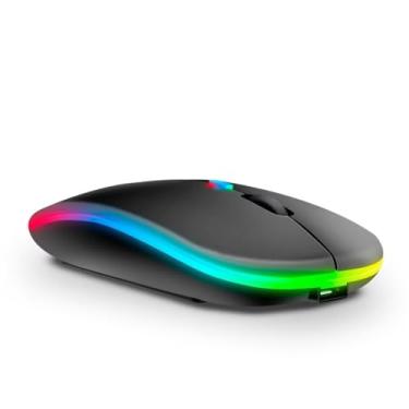 Imagem de Mouse Sem Fio RGB, Recarregável, 500mAh, Ergonômico, Silencioso, 2h Carregamento, 30 Dias Autonomia, Preto