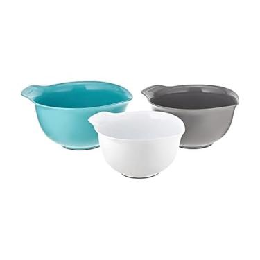 Imagem de Tigela de silicone KitchenAid, kit com 3, branco/azul/cinza