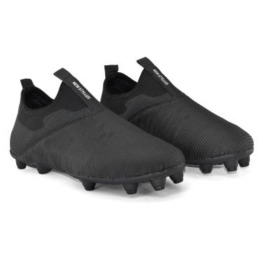 Imagem de New Styllus, Chuteira Calce Fácil, Futebol Campo Gramado, Preta, 36, Par