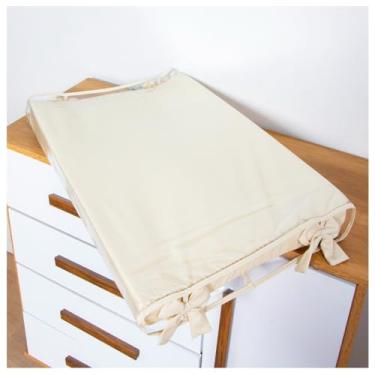 Imagem de Trocador Anatômico Impermeável Troca Fralda Bebê Menino Menina para Cômoda e Berço (Branco c/Capa Plástica) (Bege)