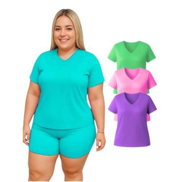 Imagem de Kit 3 Camiseta Manga Curta Dryfit Fitness Academia Plus Size Cores Sor