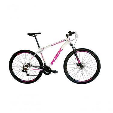 Imagem de Bicicleta Aro 29 Ksx Sd7 21v Cabos Internos Alumínio Freios A Disco Garfo Suspensão Branco Rosa Violeta Tamanho 21