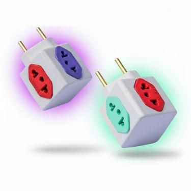 Imagem de Adaptador Benjamin Tomada Cubo - Kit 2 Unidades Com 3 Entradas de Tomada 10 Amperes e 1 Entrada de 20 Amperes