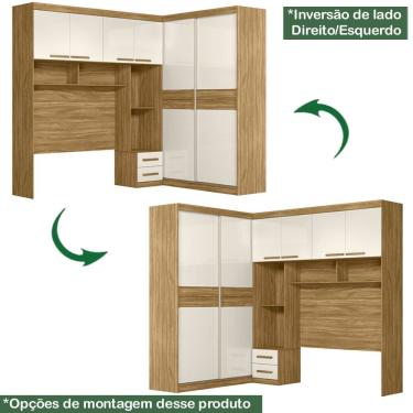 Imagem de Dormitorio Modulado Casal 6 Portas FL0270 Freijo Off White Moval