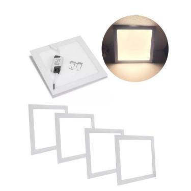 Imagem de kit 5 Painel plafon led quadrado slim 18w embutir 22cm alum
