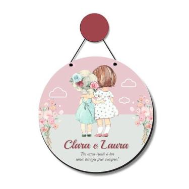 Imagem de Enfeite Porta Maternidade MDF Personalizado com Nome - Irmãs em Aquare