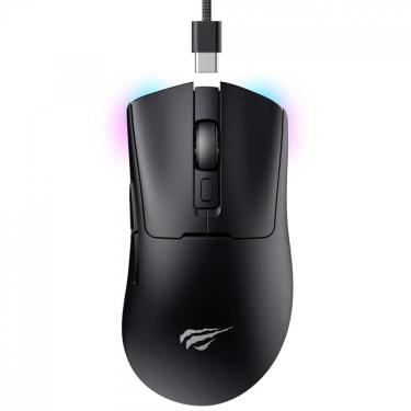Imagem de Mouse Gamer Sem Fio Havit MS966WB - Sensor Pixart 12000dpi - RGB - Bluetooth / USB / 2.4GHz - Preto