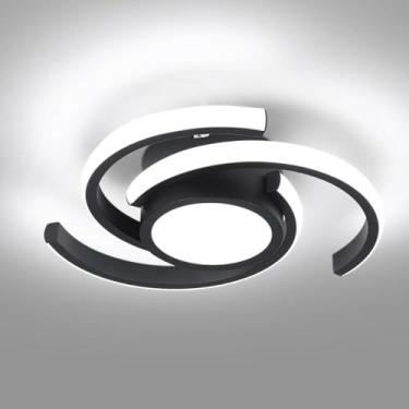 Imagem de Luminária Led Teto Sobrepor 3 Em 1 Moderna Preta Espiral