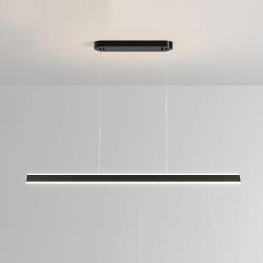 Imagem de luminária pendente linear LED lustre luminária de teto mesa de jantar luminária longa tira lustres pendurados, lustre de luz
