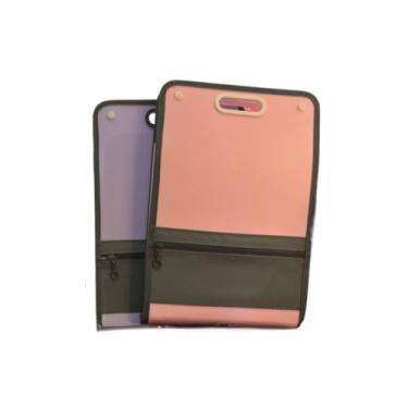 Imagem de Pasta Sanfonada Organizadora para Documentos com 12 Divisórias em Plástico Cristal Tamanho A4 - Uso Escolar e de Escritório(1,FEMENINA(com ziper))