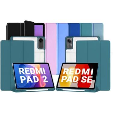 Imagem de Capa Smart Case para Xiaomi Redmi Pad 2 - Traseira em Acrílico, Magnética, Sleep/Wake, Suporte para Caneta e Suporte (Verde, Apenas Capa)