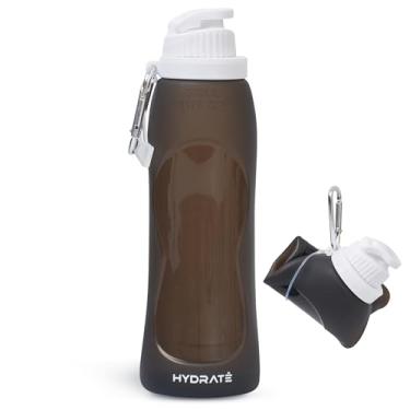Imagem de Garrafas de água dobráveis HYDRATE para viagens - Garrafa dobrável de bolso de 500 ml - Garrafas de enrolar portáteis, flexíveis e compactas com mosquetão - Bolsa recarregável para bebidas quentes e